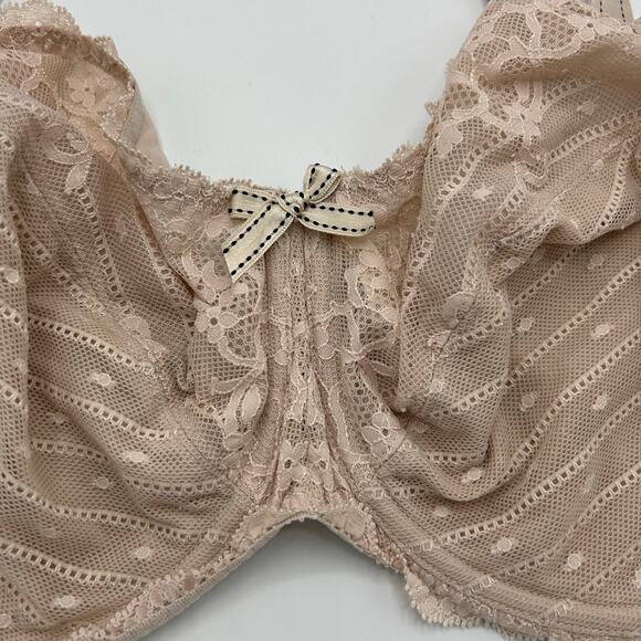 Chantelle Rive Gauche Full Coverage Unlined Bra 38G/DDDD Nude Cappuccino Lace - Picture 5 of 13